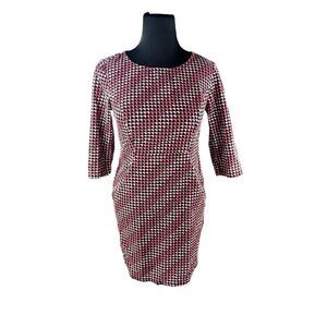 Boden Red Hannah Needle Corduroy Geometric Dot print pocket shift dress 8P